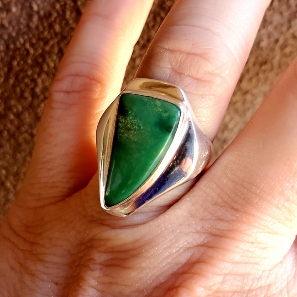 New Men's Chrysoprase 925 Silver Ring. - Picture 8 of 14